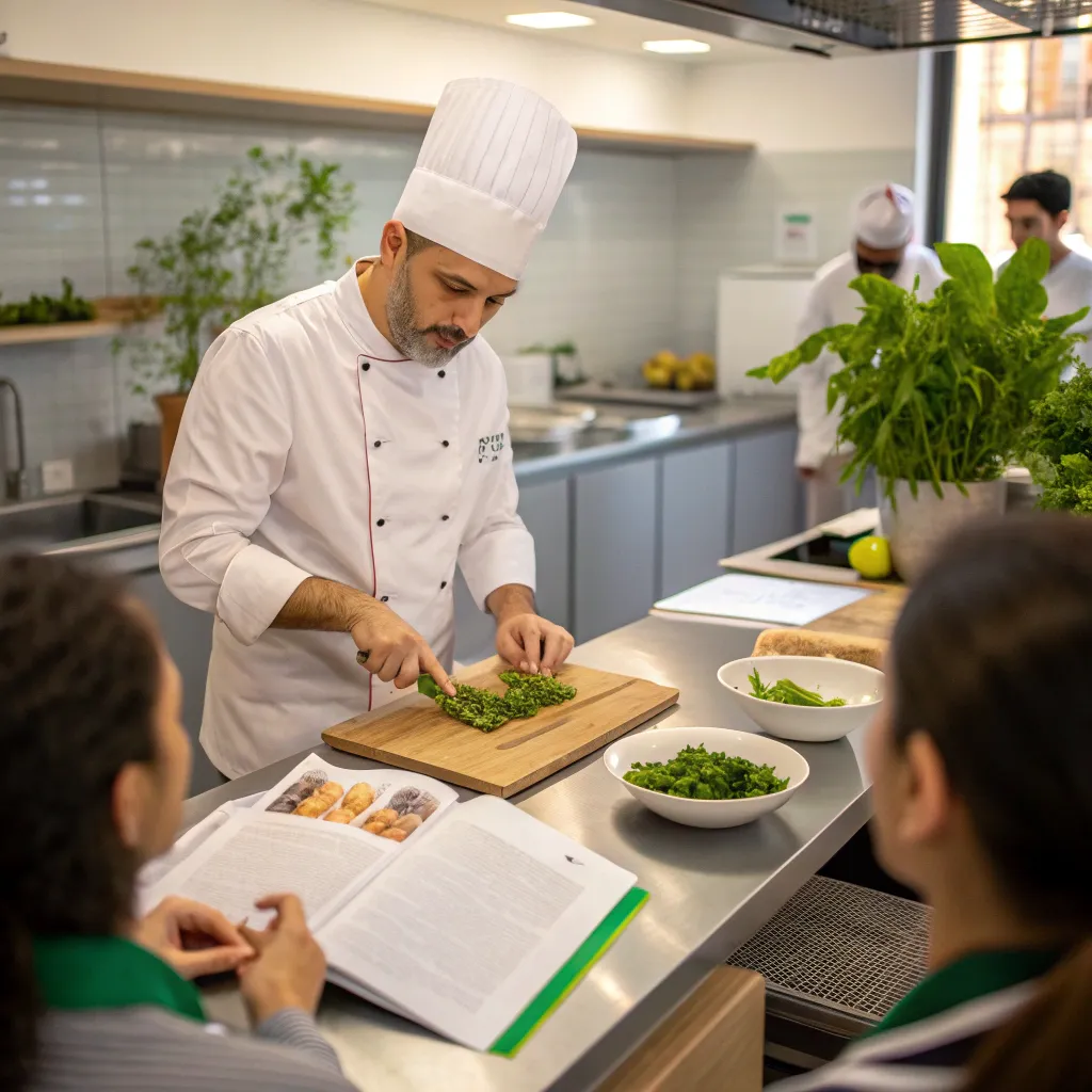 Professional chef teaching vegan courses